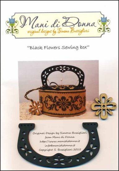 Black Flowers Sewing Box - Click Image to Close